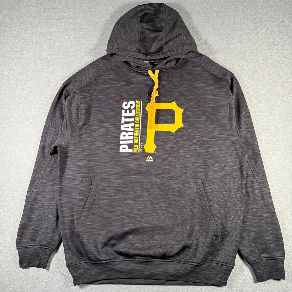 Majestic Pittsburgh Pirates MLB Hoodie Therma Base Charcoal Gray Mens XLT Tall